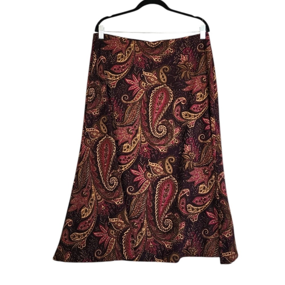 Harve Benard Womens Paisley Print Midi Skirt Size 12 Stretch A-Line Bohemian